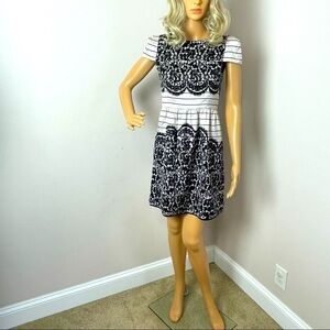 Tibi New York Silk Shift Dress | Size 0 | Black & White Stripes